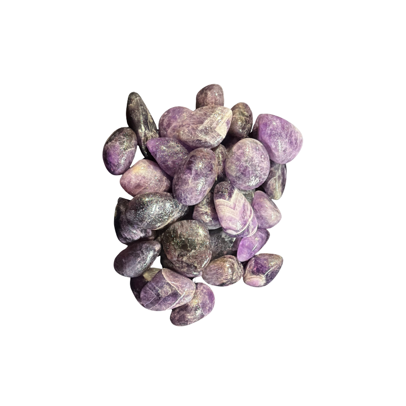 Natural Amethyst tumbled stones with purple, lavender, and violet coloring and polished surfaces