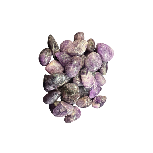 Natural Amethyst tumbled stones with purple, lavender, and violet coloring and polished surfaces
