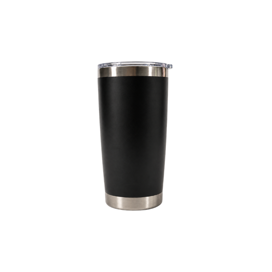 Personalized black stainless steel tumbler with custom laser engraving, perfect for everyday use, business gifts, and personalized keepsakes.