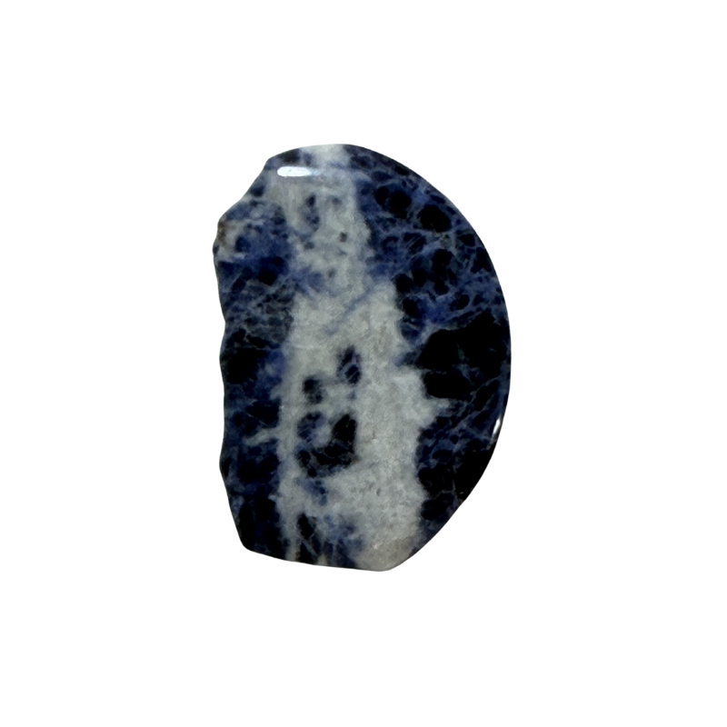 One-of-a-kind Sodalite cabochon with vibrant blue coloring and distinctive natural patterns.