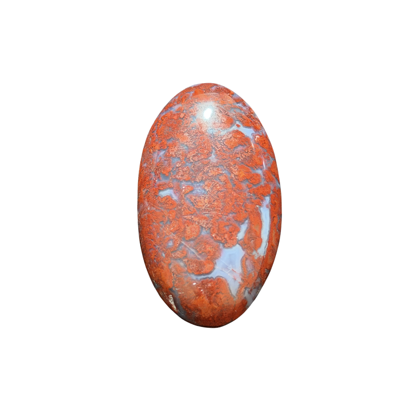 Natural Brecciated Jasper cabochon with rich red, brown, gray, and cream patterns, polished for wire wrapping and handcrafted jewelry.