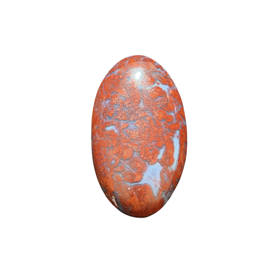 Natural Brecciated Jasper cabochon with rich red, brown, gray, and cream patterns, polished for wire wrapping and handcrafted jewelry.