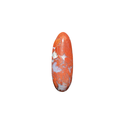 Polished Brecciated Jasper cabochon displaying unique natural red, brown, and gray mineral patterns for custom jewelry designs