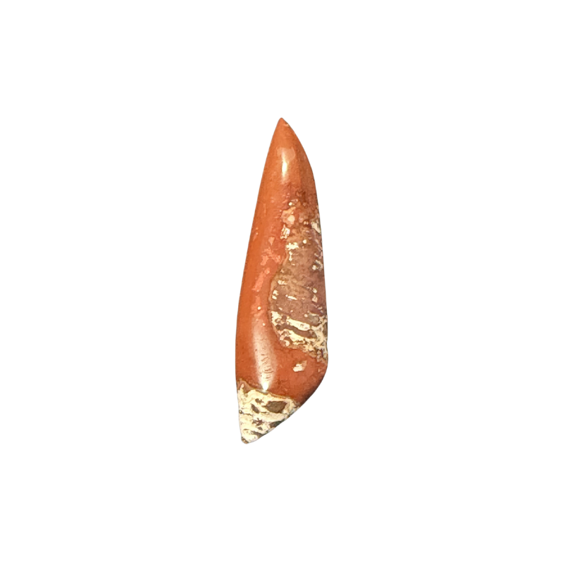 Polished Brecciated Jasper cabochon featuring striking natural patterns and warm earthy colors for handcrafted jewelry.