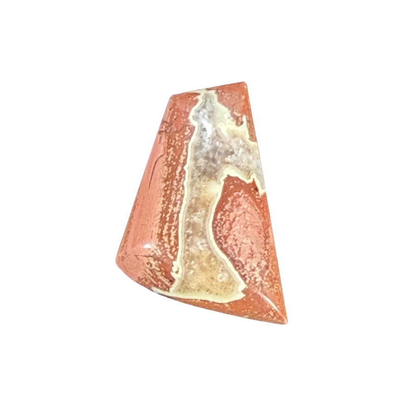 Polished Brecciated Jasper cabochon featuring striking natural patterns and warm earthy colors for handcrafted jewelry.