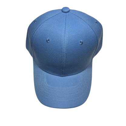 Personalized light blue baseball cap with a custom laser-engraved leather patch, perfect for gifts and everyday wear.