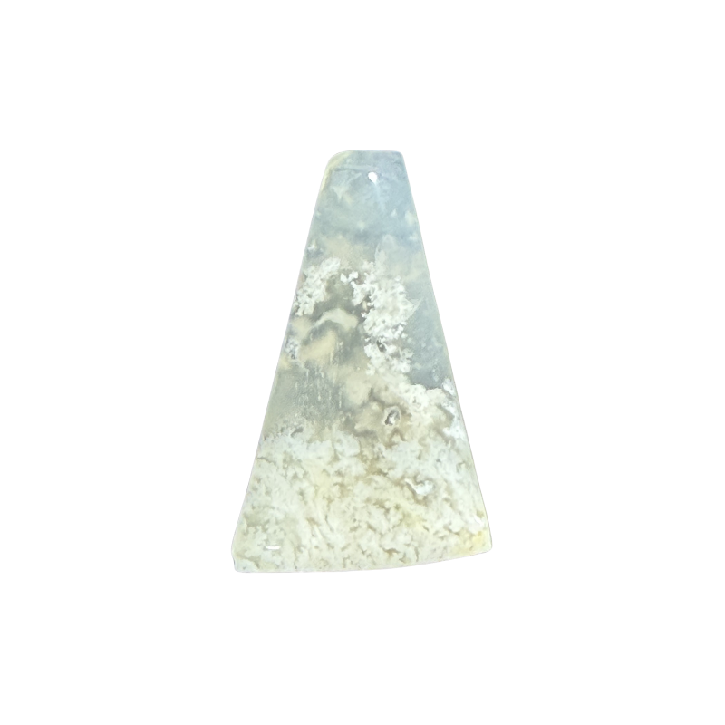 Natural Chalcedony Agate Cabochon front view with cream, brown, gray, and white natural banding