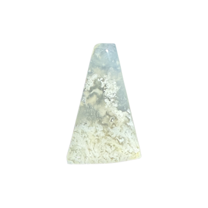 Natural Chalcedony Agate Cabochon front view with cream, brown, gray, and white natural banding