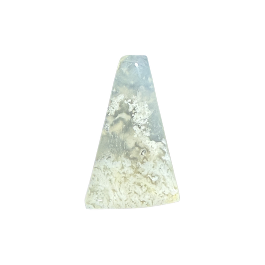 Natural Chalcedony Agate Cabochon front view with cream, brown, gray, and white natural banding