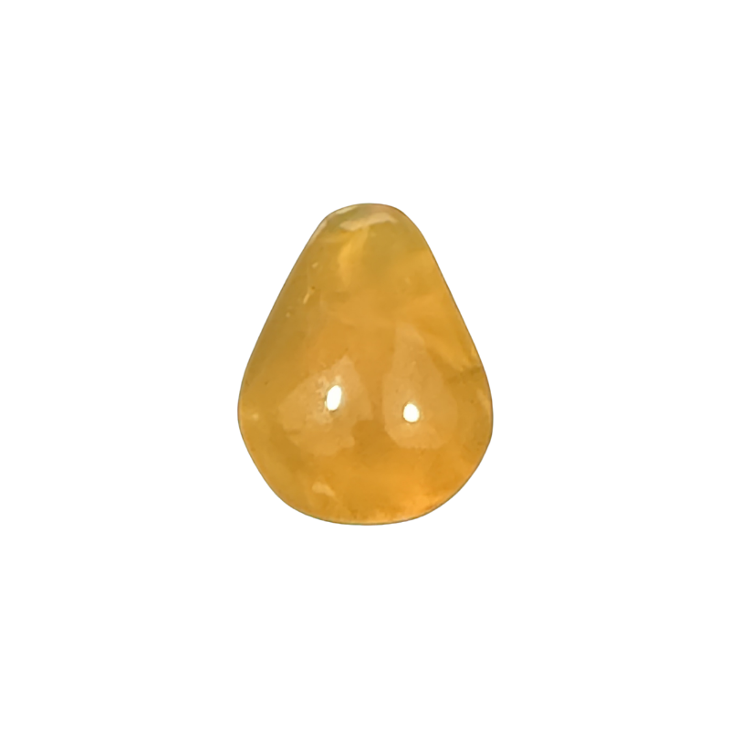Natural Juniper Ridge Fire Opal cabochon from Lake County, Oregon, with polished volcanic gemstone pattern
