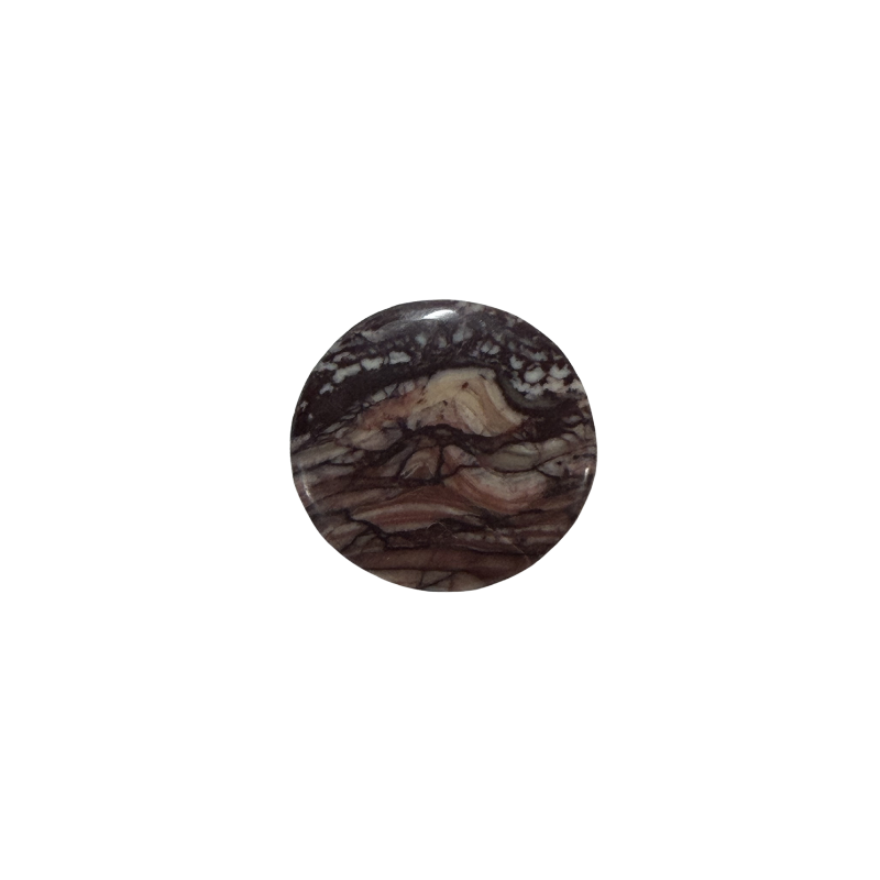 Natural Picasso Jasper cabochon featuring distinctive black, gray, cream, and tan line patterns, polished for jewelry making and wire wrapping.