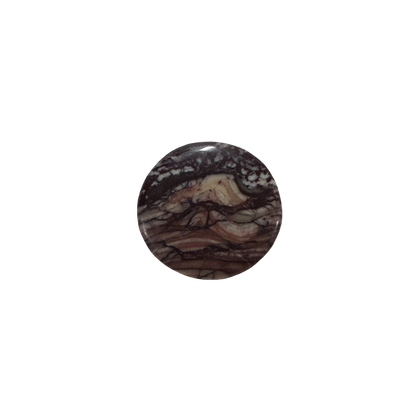 Natural Picasso Jasper cabochon featuring distinctive black, gray, cream, and tan line patterns, polished for jewelry making and wire wrapping.