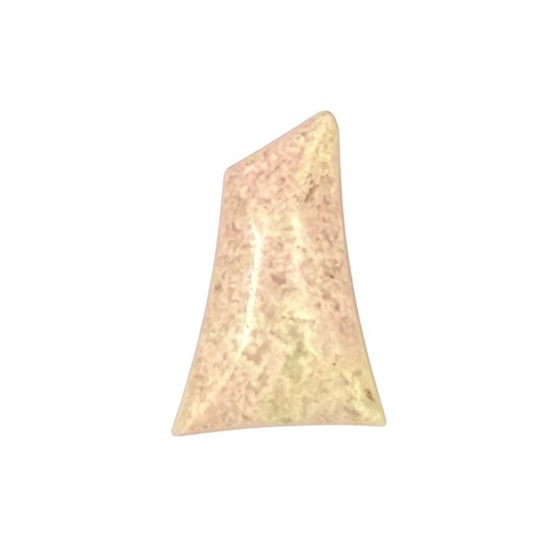 Natural Rhodonite Cabochon front view with polished pink and black patterns for jewelry making