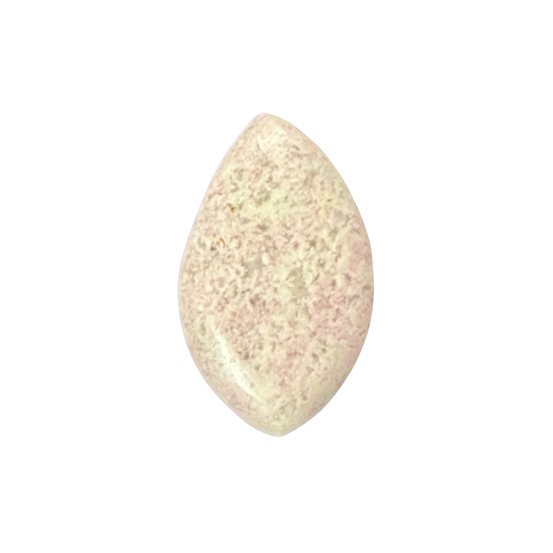 Natural Rhodonite Cabochon showing smooth polished finish and unique natural stone markings