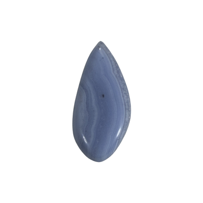 One-of-a-kind polished African Blue Lace Agate cabochon showcasing unique blue and white natural banding.