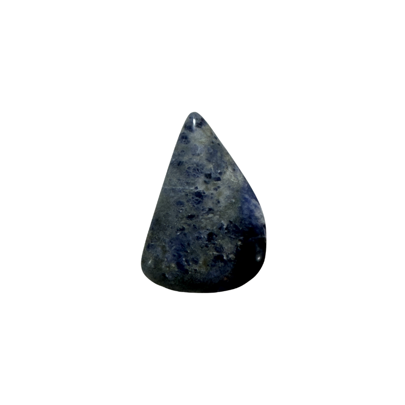 Polished natural Sodalite gemstone displaying bold blue hues and white mineral veining.