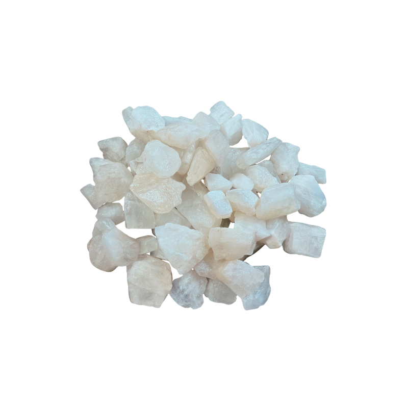 Natural raw Moonstone pieces with creamy white, pale gray, and soft translucent mineral tone