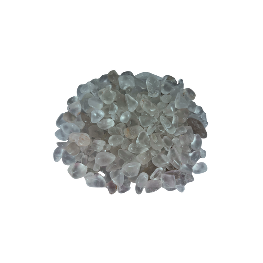 Small natural Clear Quartz tumbled stones with clear, translucent, and softly cloudy white coloring