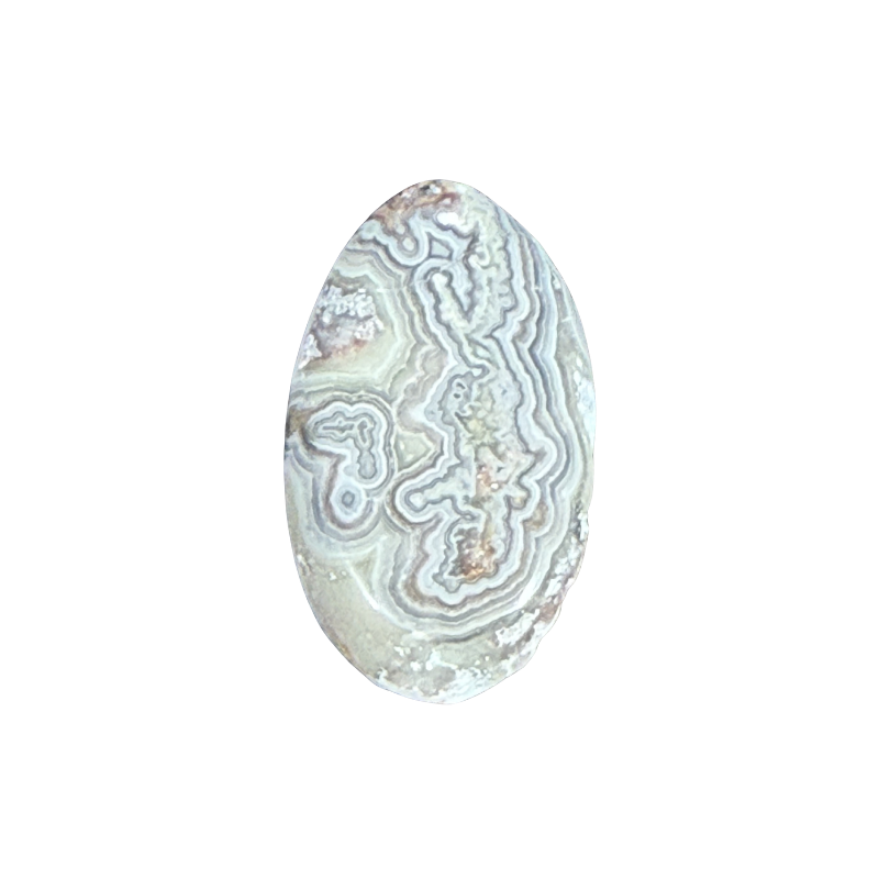 Polished Crazy Lace Agate gemstone with flowing natural banding, ideal for wire wrapping and bezel settings.