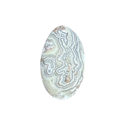 Polished Crazy Lace Agate gemstone with flowing natural banding, ideal for wire wrapping and bezel settings.