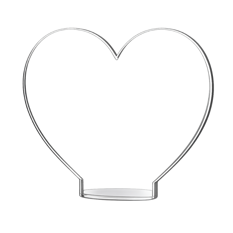 Personalized heart-shaped engraved acrylic award displayed on an illuminated LED base, custom designed for recognition, appreciation, anniversaries, and meaningful gifts.