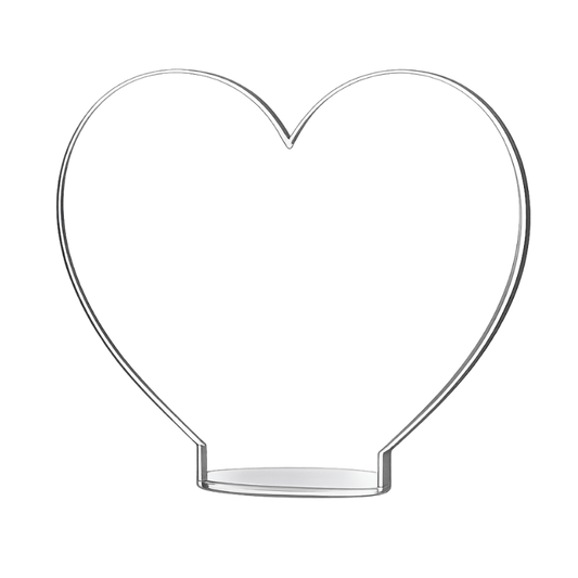 Personalized heart-shaped engraved acrylic award displayed on an illuminated LED base, custom designed for recognition, appreciation, anniversaries, and meaningful gifts.