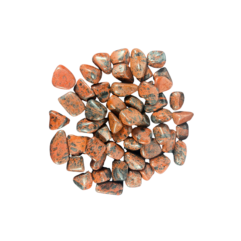 Mahogany Sheen Obsidian tumbled stones with deep black and reddish-brown natural patterns and polished surfaces