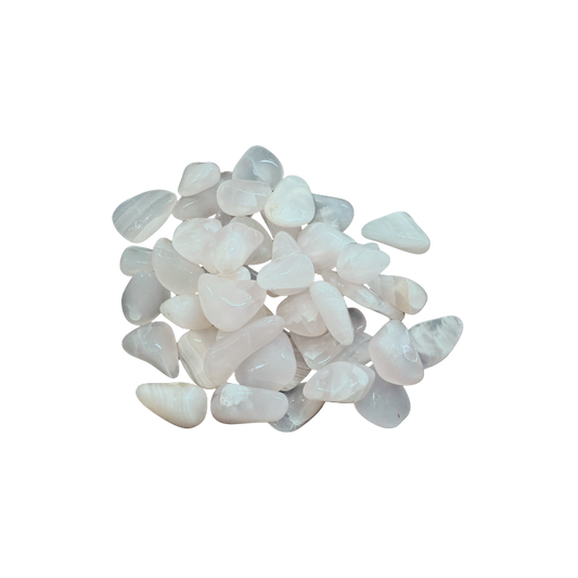 Pink Manganoan Calcite tumbled stones with soft blush pink, pale rose, peach, and creamy white tones