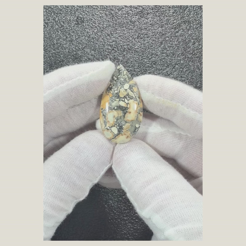 Video showing Maligano Jasper cabochon number 2 with unique landscape jasper pattern