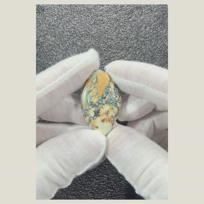 Video showing Maligano Jasper cabochon number 4 with polished jasper pattern and organic colors