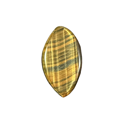 Natural Tiger's Eye cabochon with golden brown chatoyancy for jewelry making and wire wrapping.